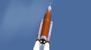 Vizualizace startu rakety SLS.