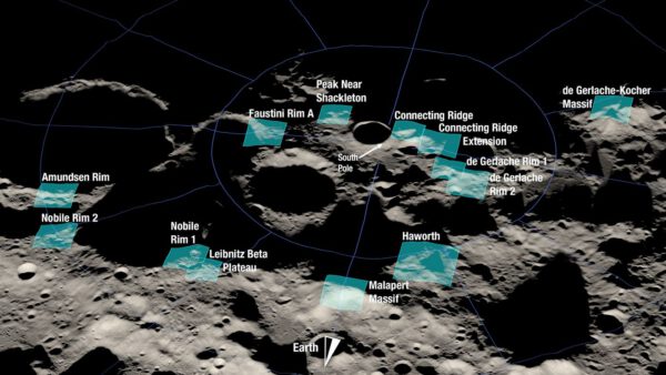 Třináct vybraných lokalit pro přistání mise Artemis III