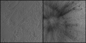 Porovnání dvou snímků stejného místa pořízených kamerou na sondě MRO