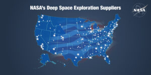 Program Artemis dává práci mnoha lidem a je ekonomicky významný. Mapa ukazuje kontraktory NASA spolupracující na SLS a Artemis rozeseté po celých státech. Zdroj NASA