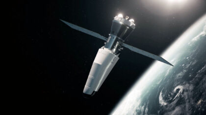 Umělecká představa SpaceRideru na oběžné dráze.