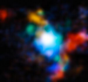 Detail kvasaru SDSS J165202.64+172852.3 z přístroje NIRSpec.