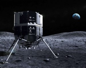 Umělecká představa landeru HAKUTO-R na Měsíci.