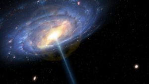 Umělecká představa kvasaru ve středu Mléčné dráhy.