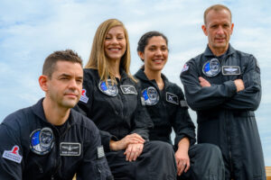 Posádka mise Polaris Dawn zleva Jared Isaacman, Anna Menon, Sarah Gillis, Scott Poteet.