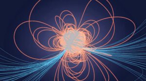 Simulace kvadrupólového magnetického pole jednoho z pulsarů.