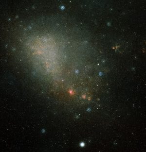 Malé Magellanovo mračno na snímku z přehlídky Digitized Sky Survey.