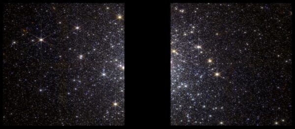 Kulová hvězdokupa M 92 na snímku přístroje NIRCam. Jedná se o vůbec první blízkou kulovou hvězdokupu nasnímanou novým dalekohledem. 