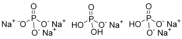 Chemické vzorce některých sodných solí kyseliny fosforečné