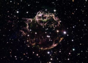 Cassiopeia A, jak ji viděl Hubbleův dalekohled.