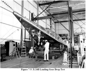Pádové testy předního podvozku u X-24B