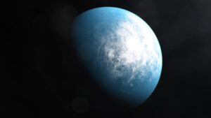 Umělecká představa exoplanety podobné Zemi.