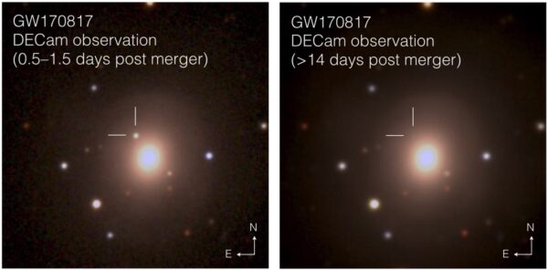 Galaxie NGC 4993 i s GW 170817, respektive GRB 170817A. 