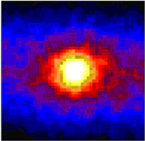 Obrázek Slunce pořízený pomocí neutrin. 
