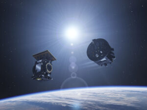 Dvě družice tvořící misi Proba-3.