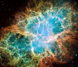 Krabí mlhovina, jak ji viděl Hubbleův kosmický dalekohled v roce 2005.