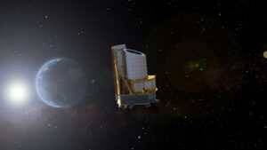 Vizualizace dalekohledu Euclid během cesty do bodu L2