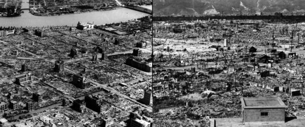 Srovnání Hirošimy zničené jaderným bombardováním a Tokya zničeného konvenčním bombardováním. Záměrně neuvádím, které město je které, můžete to zkusit uhodnout sami. 
