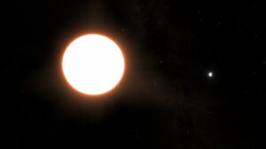 Hvězda LTT 9779 se svou planetou (vpravo).