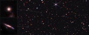 Ukázka reálných galaxií nalezených v hlubokém poli projektem CEERS.