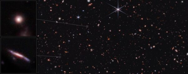 Ukázka reálných galaxií nalezených v hlubokém poli projektem CEERS. 