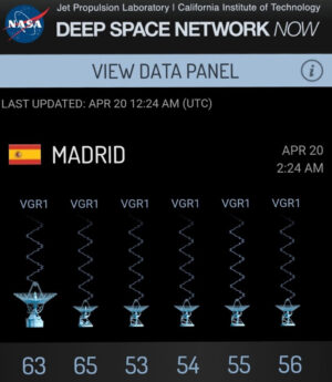 20. dubna poslouchaly všechny antény madridské stanice DSN signál z Voyageru 1.