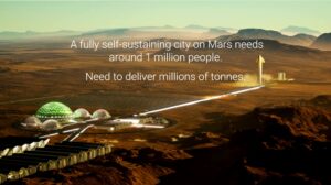 Vizualizace z Muskovi prezentace - město na Marsu