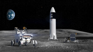 Návrh lunárního roveru FLEX z programu LTV (Lunar Terrain Vehicle) od firmy Venturi Astrolab.
