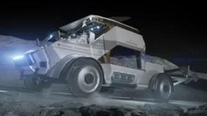 Návrh lunárního roveru Lunar Dawn z programu LTV (Lunar Terrain Vehicle) od firmy Lunar Outpost.