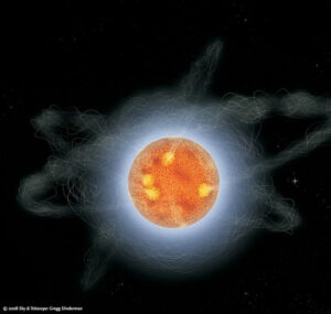 Nový hypotetický typ neutronové hvězdy tzv. blitzar v představě umělce. 