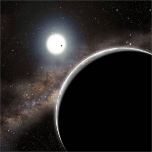 Systém Kepler-19, jak si jej představuje malíř David Aguilar. 