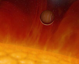 Planeta V391 Pegasi b v představě umělce. Jde o první planetu objevenou metodou časování proměnných hvězd. 