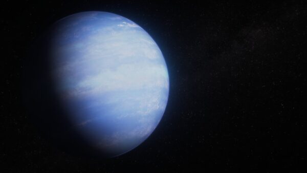 Planeta WASP-107 b v představě umělce. 