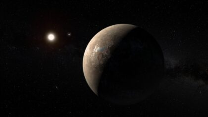 Jestli se lidstvo dostane k Proximě Centauri, je otevřená otázka. Na obrázku je umělecká představa vzhledu objevené exoplanety, která velikostí zhruba odpovídá Zemi (zdroj ESO).