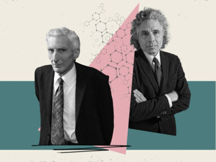 Oba sázející, vlevo Martin Rees, vpravo Steven Pinker.
