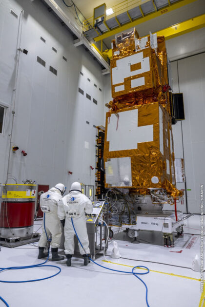 Tankování družice MetOp-SG-A1 790 kilogramy hydrazinu.