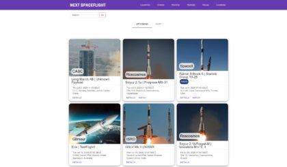 Výpis nejbližších startů na nextspaceflight.com.