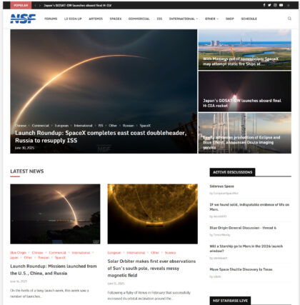 Hlavní strana webu nasaspaceflight.com