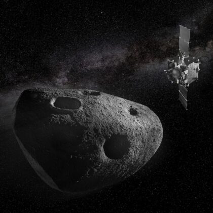 Vizualizace možného setkání sondy Ramses a planetky Apophis