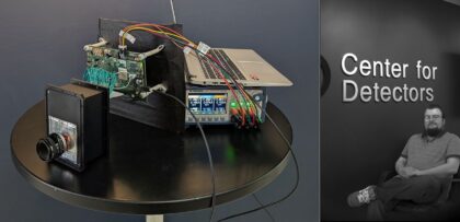 Speciální akviziční elektronika (vlevo), která bude řídit senzory během radiačních testů, a snímek pořízený pomocí tohoto systému (vpravo).