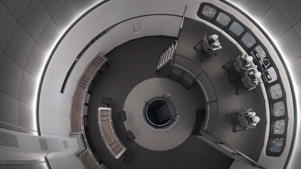 Vizualizace interiéru lunární Starship