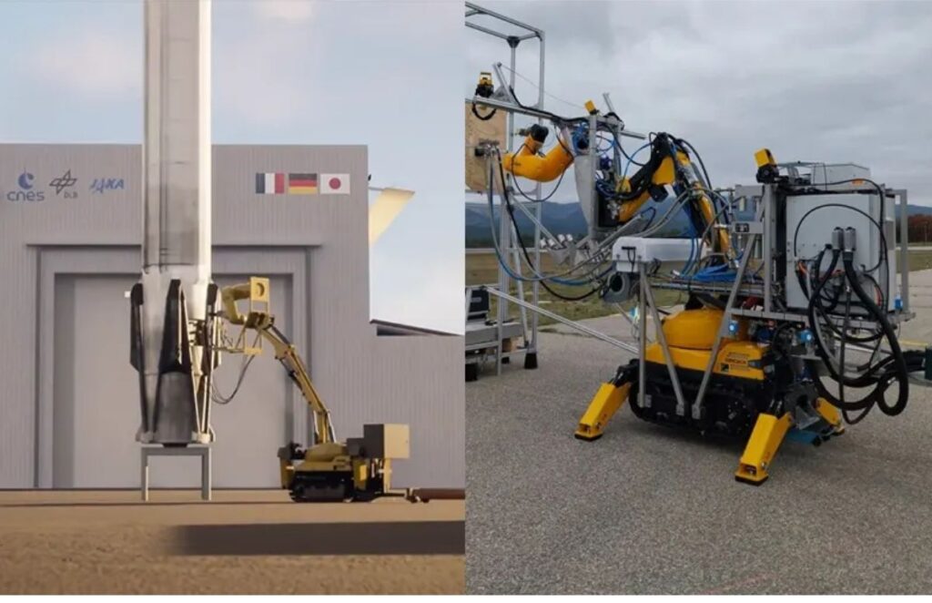 Robot, který bude připojovat a odpojovat potrubí a kabely během zkoušek opakovatelně použitelného prostředku Calisto