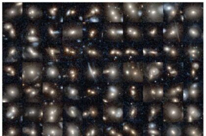 Mozaika snímků galaxií z teleskopu Euclid.