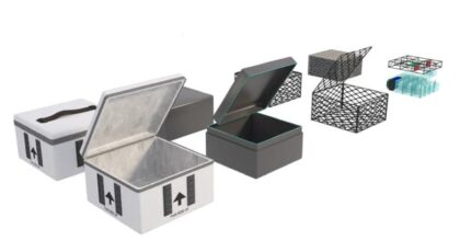 LIVET-transportní box skládající se z několika vrstev pro bezpečný transport vajec.