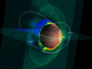 Simulace dvou družic M-MATISSE provádějícíh průzkum okolí Marsu.