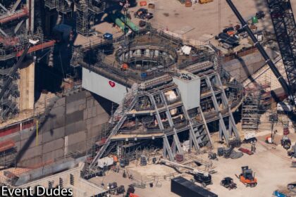 Několik týdnů starý snímek prací na floridské rampě pro Super Heavy Starship