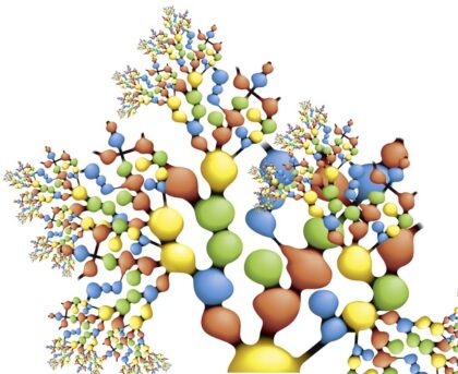Ztvárnění věčné inflace může připomínat fraktál, či evoluční strom. 
