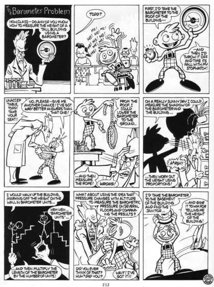 Barometrická otázka je tak slavná, že se dokonce dostala i do komiksu.