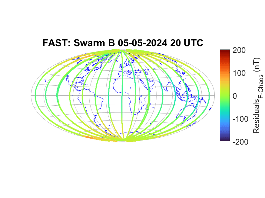Družice Swarm od ESA zmapovaly změny zemského magnetického pole po sluneční bouři z května 2024.