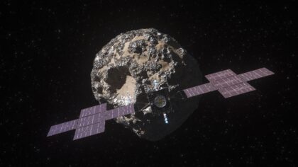 Umělecká představa sondy Psyche u stejnojmenné planetky